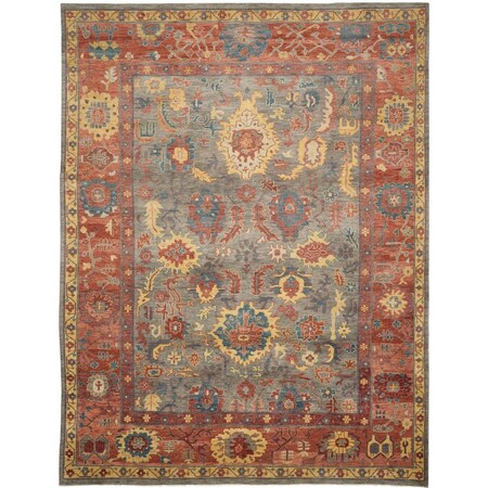 Safavieh 10 x 14 ft. Sultanabad Hand Knotted Rectangle Area Rug Grey & Red SUL1072A-10